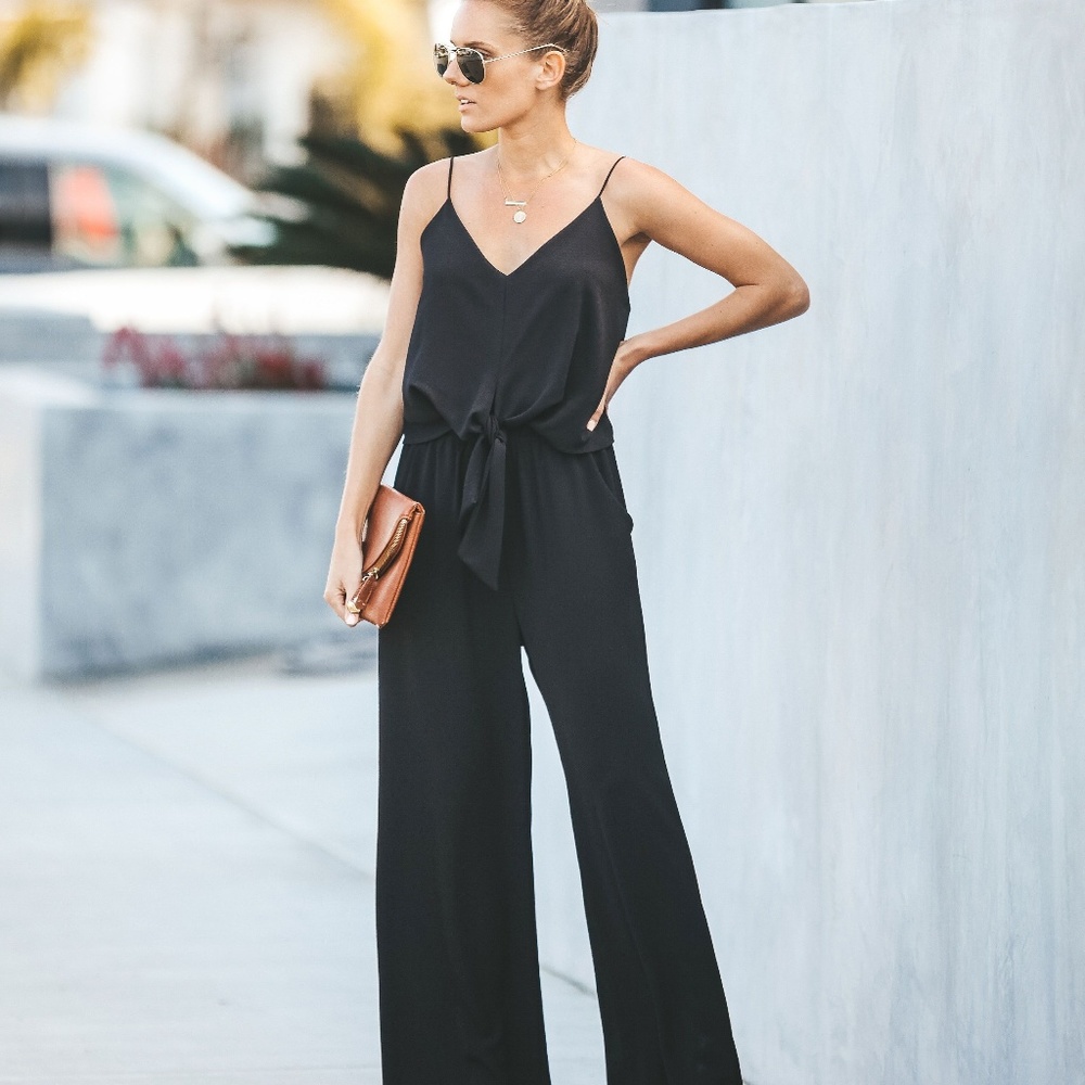 Pocketed Tie Jumpsuit  M Vici NWT